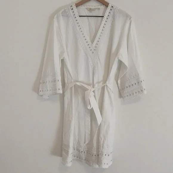 Boden | Dresses | Boden 6 Dress Embroidered Kaftan White Summer Short  Sleeve | Poshmark
